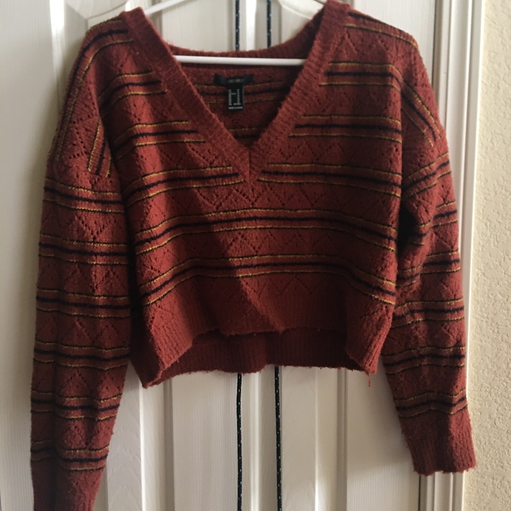 Cropped Orange Knit Sweater
